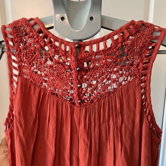 Altar'd State Coral Crochet Midi Dress NWT - Picture 3 of 7